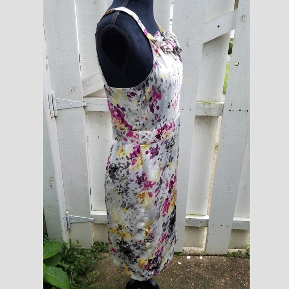 🎀LOFT silver pink floral bow dress 6 /6P see info - Picture 8 of 8